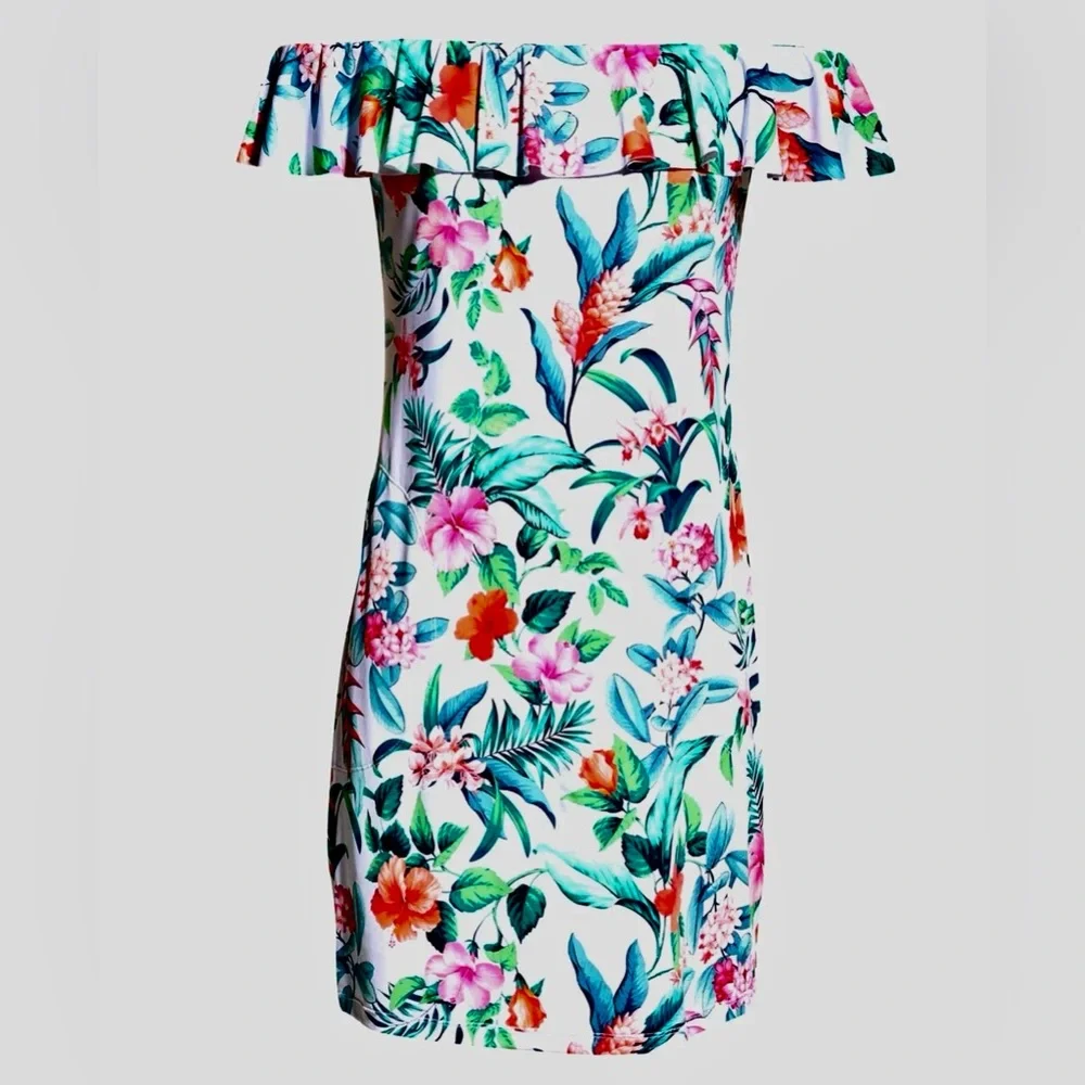 NWOT TOMMY BAHAMA Tropi Calling Off the Shoulder White Cover-up Dress Size M